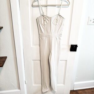 NWOT Forever 21-Leather Cream Jumpsuit